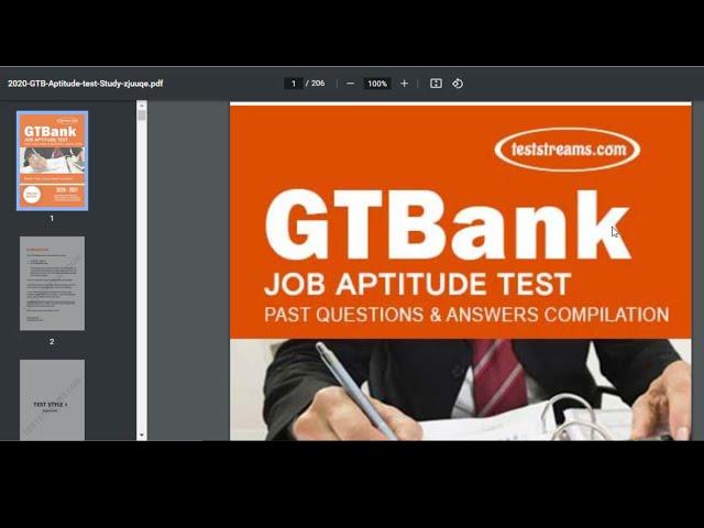 Free GTB Job Aptitude Test Past Questions and Answers Preview Sample