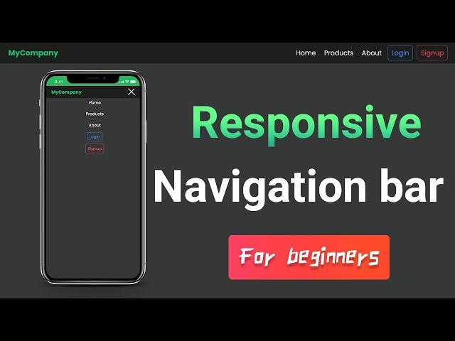 Responsive Navigation Bar with mobile menu Using HTML & CSS