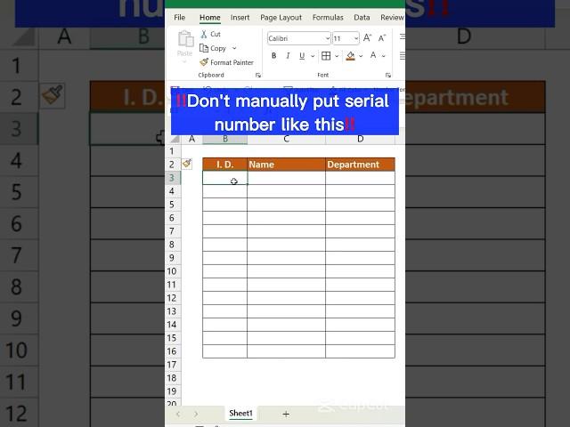Auto-Add Serial Numbers in Excel in Seconds!  #exceltips #shorts #subscribe
