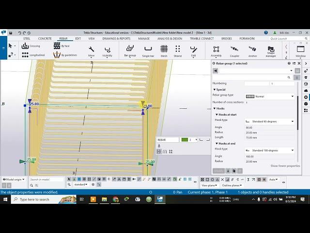 CREATE REINFORCEMENT BY BAR GROUP AND GROUPING,UNGROUPING OF REBARS IN TEKLA STRUCTURES 2024