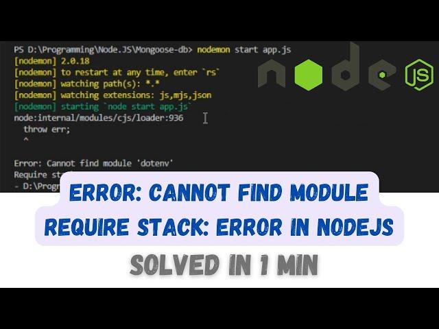 Error: Cannot find module || nodejs error solved
