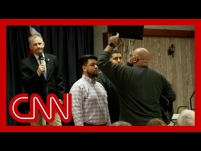 Police end Democratic lawmaker's town hall after fiery confrontations