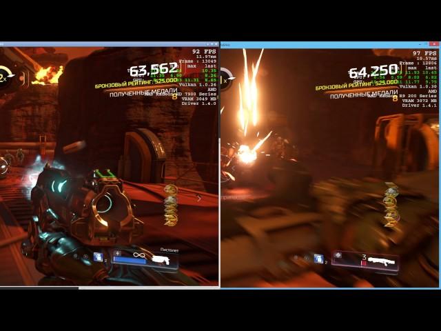 Doom vulkan: Linux wine (openSUSE 42.2 amdgpu-pro ) vs Windows 8.1