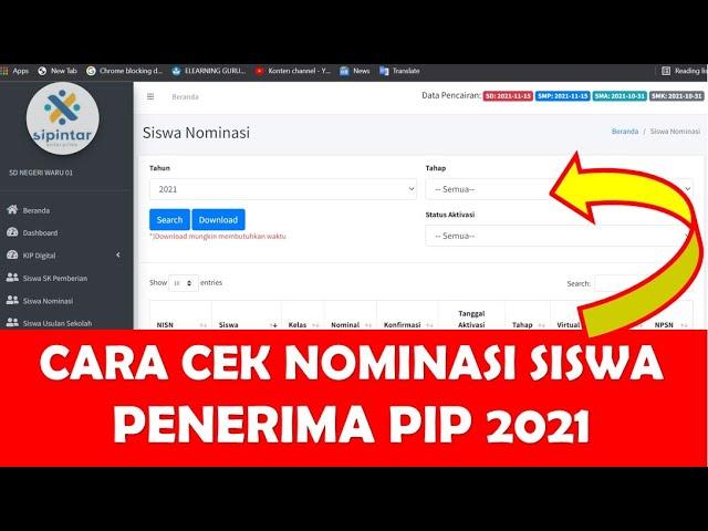 CARA CEK NOMINASI SISWA PENERIMA PIP 2021