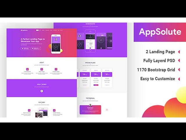 AppSolute - App Landing Page PSD | Themeforest Website Templates and Themes