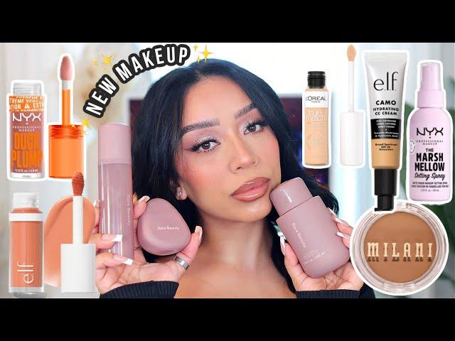 TESTING TRENDY NEW MAKEUP | e.l.f., NYX, Rare Beauty & more!