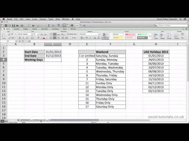 Microsoft Excel Tutorial: NETWORKDAYS and NETWORKDAYS.INTL Functions