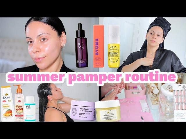 summer refresh pamper routine ️ skincare, haircare, bodycare, nails & more 🫧