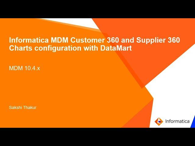 Informatica MDM Customer 360 and Supplier 360 Charts Configuration with DataMart