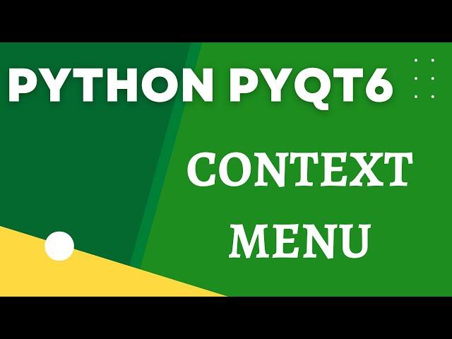 PyQt6 Context Menu Popup on Right Mouse Click