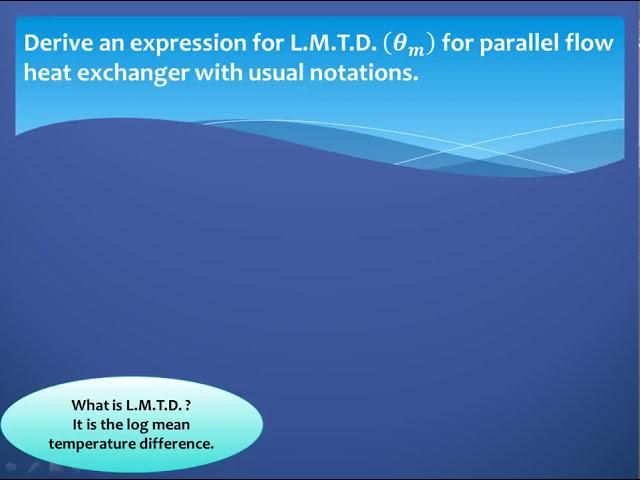 LMTD for parallel flow heat exchanger.