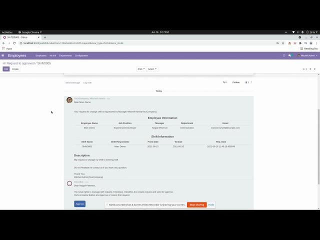 Employee Shift Management Odoo App