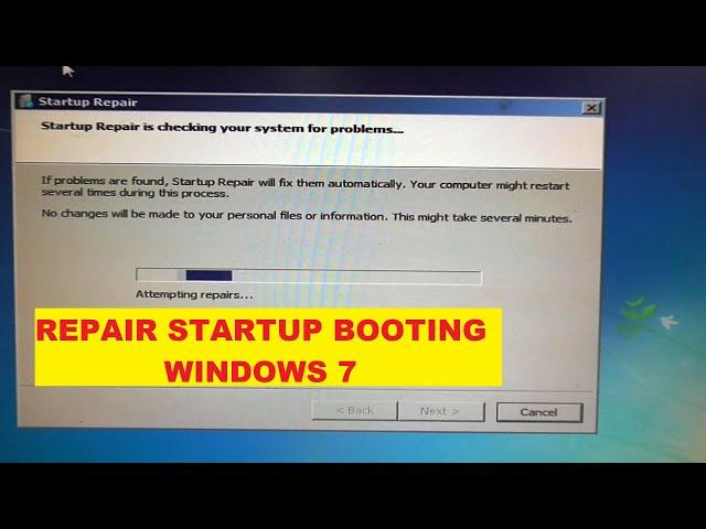 REPAIR  STARTUP BOOTING  ISSUE  WINDOWS 7   in HINDI