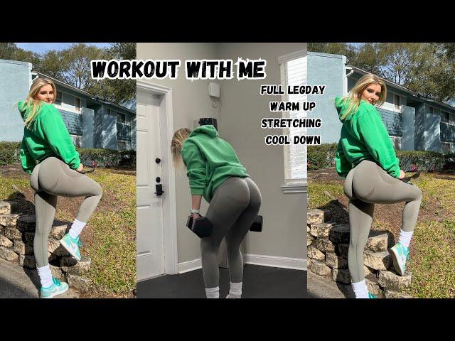 WORKOUT WITH ME | FULL LEGDAY + STRETCHING | JUICY GLUTE LEG WORKOUT