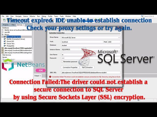 Netbeans 15 with MS SQL SERVER 2022#3: The driver could not establish a secure connection