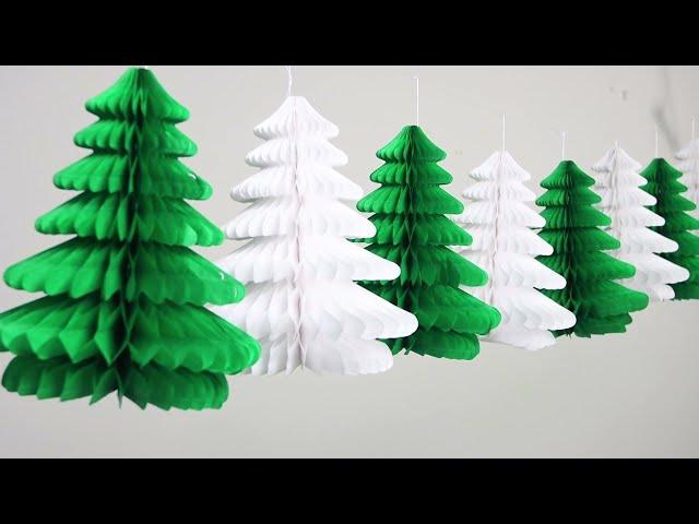 Christmas Tree Paper Honeycomb DIY | Christmas Tree Decorations