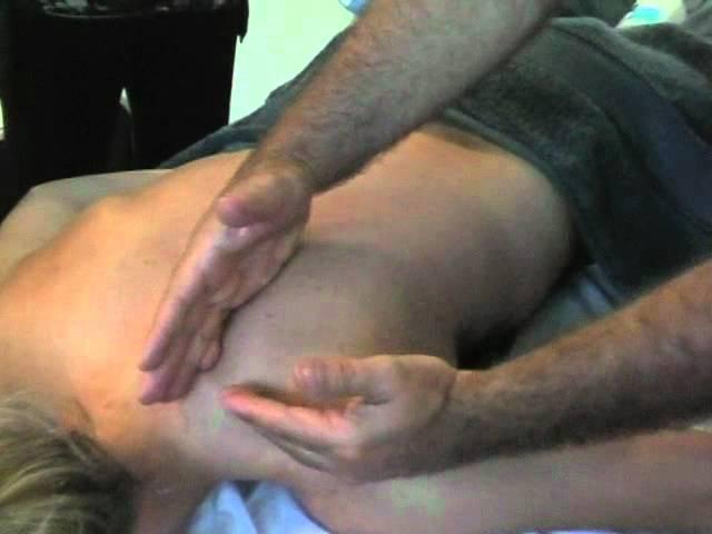 Trigger point  on shoulders. Bodyology massage school