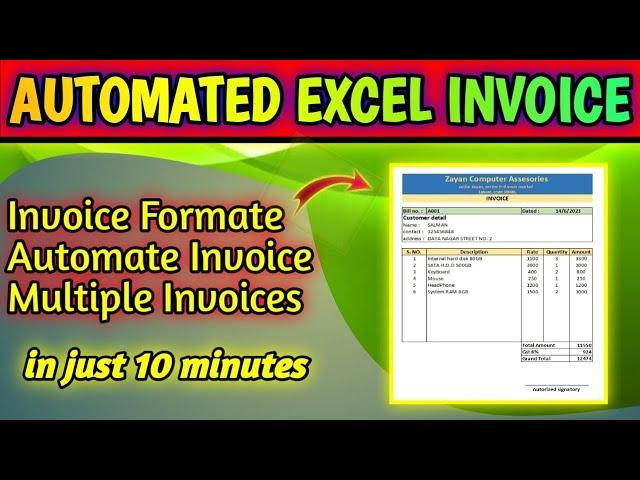 How to create an automated excel invoice | invoice format | Using Formulas and Macro