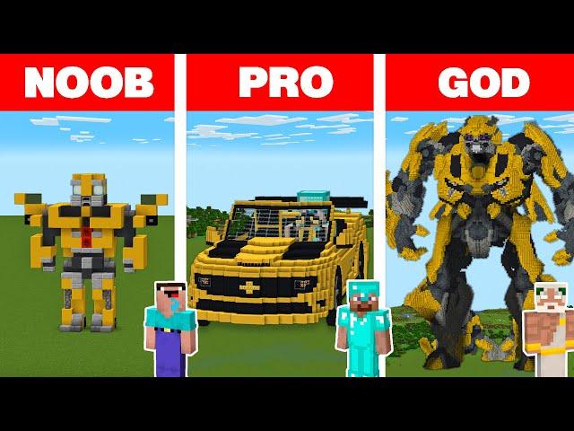 Minecraft NOOB vs PRO vs GOD: BUMBLEBEE HOUSE BUILD CHALLENGE in Minecraft Animation