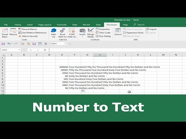 How to Convert Number to Text in MS Excel 2016