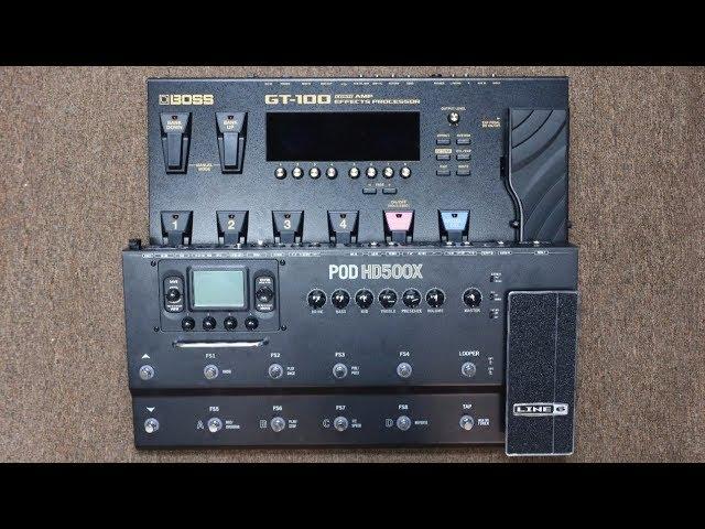 BOSS GT-100 Version 2.0 vs LINE 6 POD HD500X Guitar Multieffects Processor Comparison