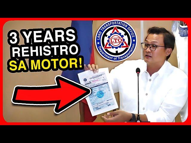 SA WAKAS! TATLONG TAON NA ANG REHISTRO NG MOTOR 2023