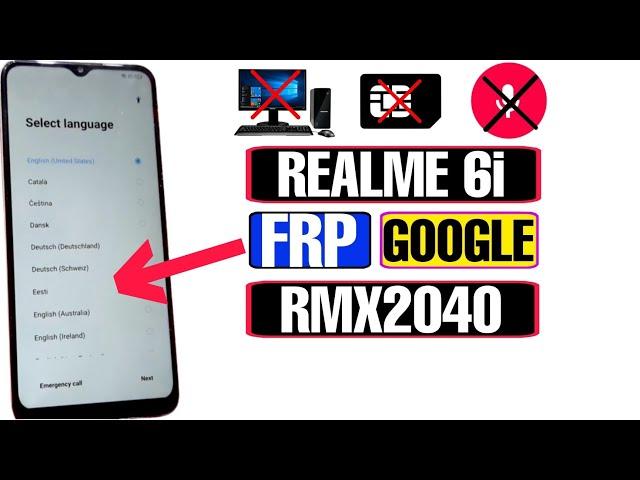 Realme 6i FRP Bypass Android 11 2022 | Realme 6i (RMX2040) FRP Lock Bypass Without PC