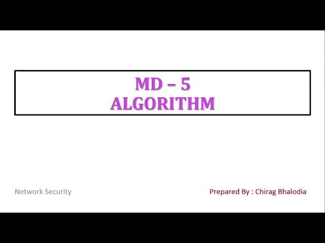 MD 5 Algorithm | Message Digest Algorithm | Working of MD5 Algorithm