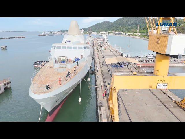 Malaysia's First Littoral Combat Ship KD Maharaja Lela Enters Water