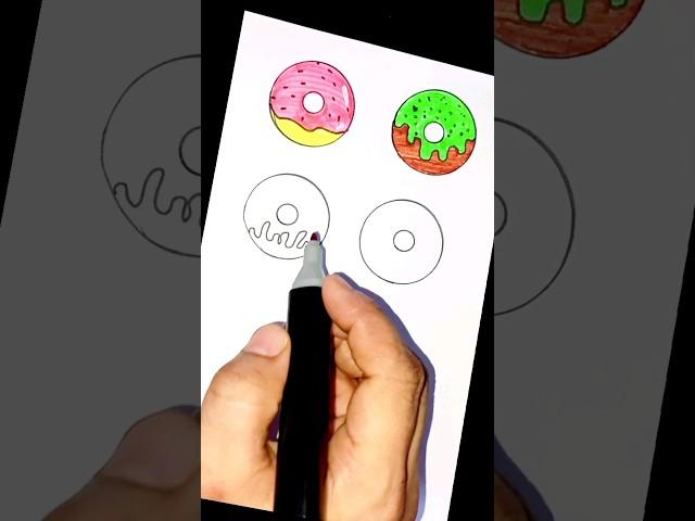 how to draw cute doughnuts with circles /#shorts #shortsfeed #howtodraw @shahanazzart1919