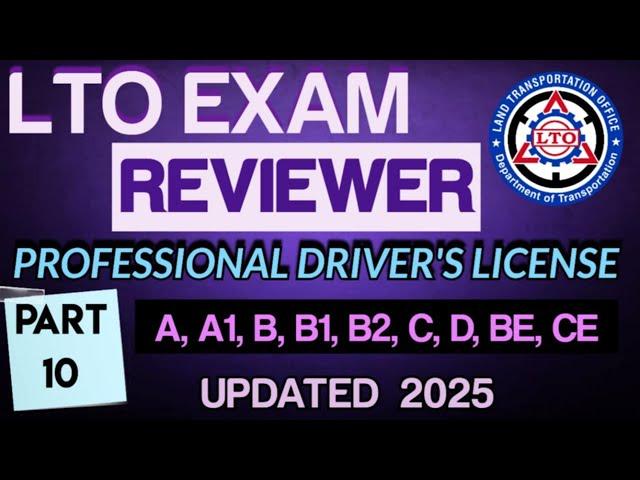 2025 LTO EXAM REVIEWER FOR PROFESSIONAL DRIVER'S LICENSE TAGALOG VERSION PART 10 | LTO REVIEWER 2025