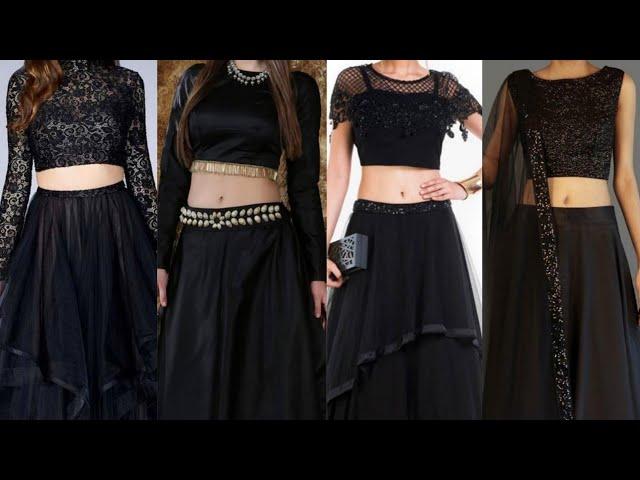 Black Lehenga Choli Design|Black Crop Top With Lehenga|Black Crop Top With Skirt|#Black Lehenga 2020