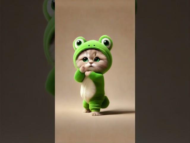 Frog Cat dancing #cat #dancingcat #petdance #dancingpet #catdancer #dance #funny