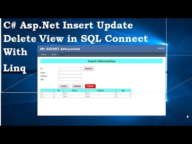 Asp.Net c# || Insert Update Delete and View With Sql Server Database connect linq