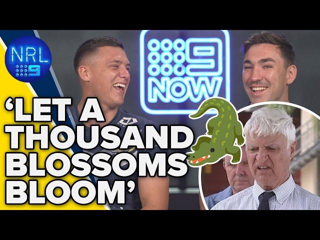 Drinkwater & Robson HILARIOUS reaction to Bob Katter's viral crocodile video | NRL on Nine