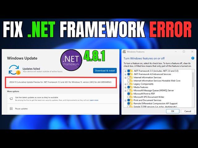 Fix And Install .NET FRAMEWORK 4.8.1 & 3.5 (includes .NET 2.0 and 3.0) Issues on Windows 10 & 11