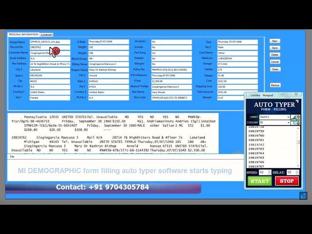 Medical insurance demographic form filling auto typing software | Medical insurance data auto filler