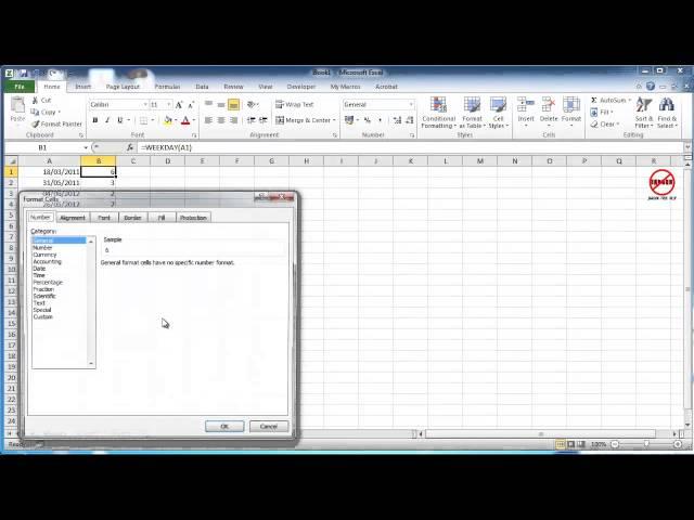 Excel: How to Show the Day of the Week for a Date - Weekday Function