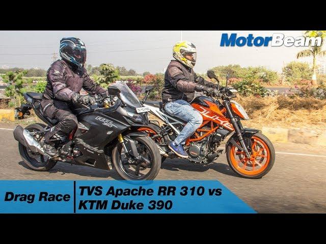 TVS Apache RR 310 vs KTM Duke 390 - Drag Race | MotorBeam