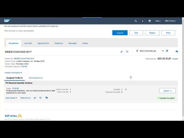 SAP Ariba's Invoice Management demo