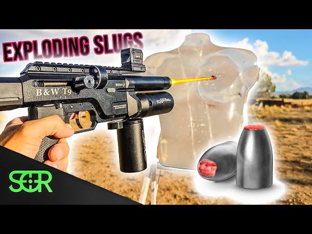 9mm EXPLODING SLUGS Tested on BALLISTIC GEL TORSO