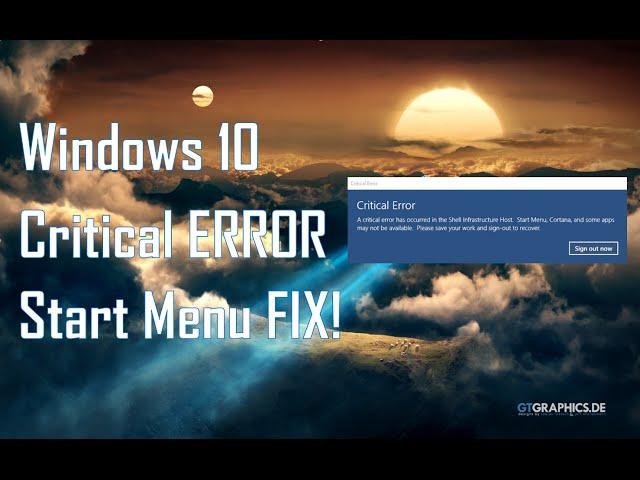 How To FIX Critical Error On Windows 10