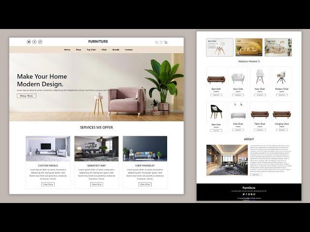 How to Create a Responsive Furniture Website with HTML, CSS and Bootstrap 4