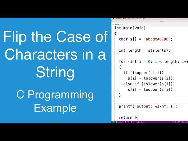 Flip a string's lowercase characters to uppercase and vice versa | C Programming Example