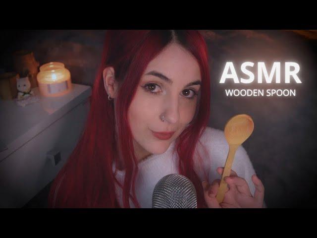 ASMR Wet Mouth Sounds with a Wooden Spoon
