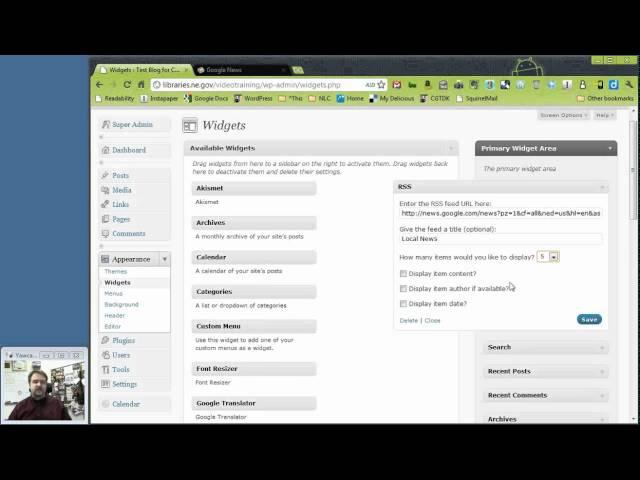 WordPress: Implementing the RSS widget