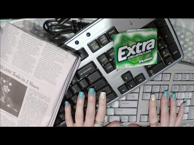 ASMR Keyboard Comparisons| Gum Chewing | Typing Sounds | Inaudible Whisper | NEWSPAPER Reading