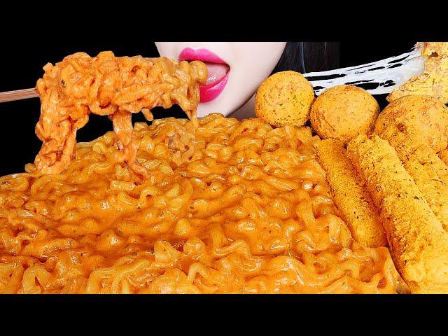 ASMR CHEESY CARBO FIRE NOODLE, MOZZARELLA CHEESE STICKS 까르보불닭 뿌링클 치즈스틱 치즈볼 먹방 EATING SOUNDS MUKBANG