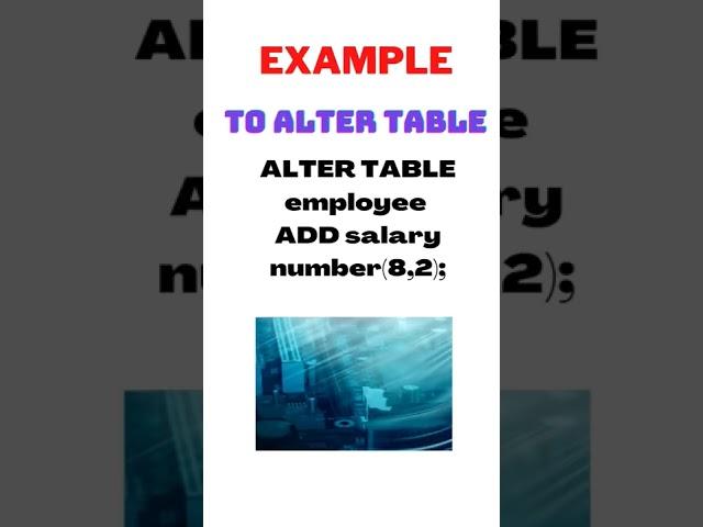 Sql Command to Alter Table