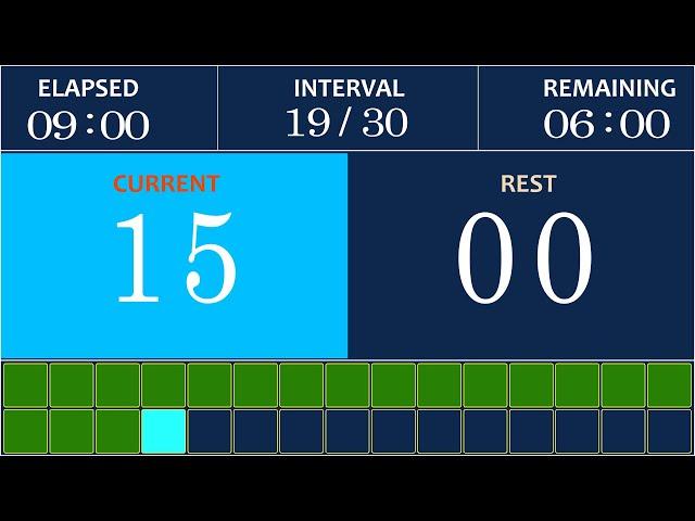 Interval timer with sync music | 15 sec work 15 sec rest